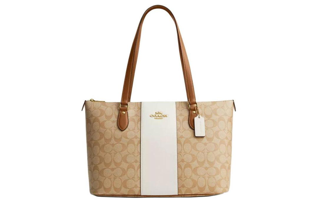 Coach Coach Gallery Canvas Tote Bag Shopping Bag Shoulder Bag Handbag Large Size Women's Light Khaki