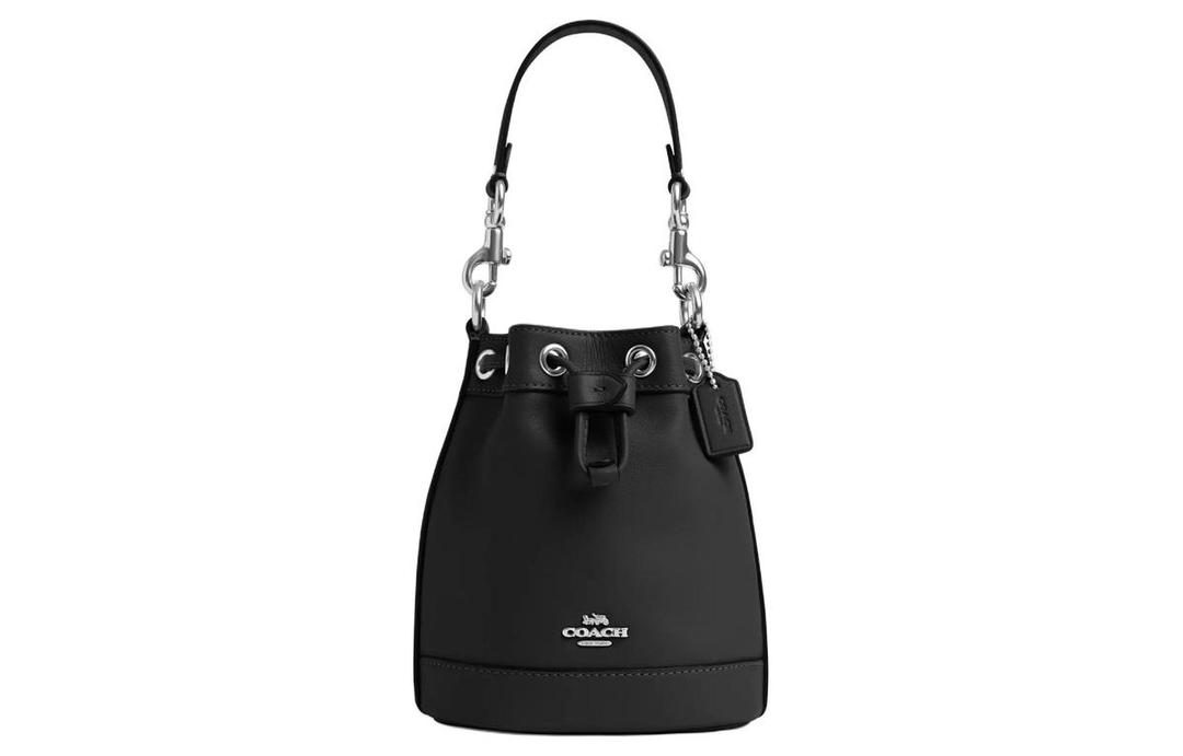 Coach Coach Bucket Cow Leather Bucket Bag Handbag Shoulder Bag Crossbody Bag Mini Women's Silver & Black