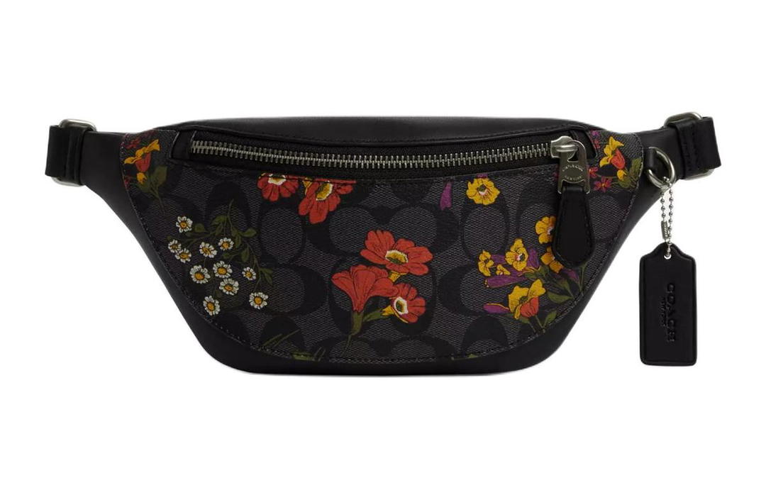 Coach Coach Warren Coated Canvas With Smooth Calfskin Fanny Pack Large Size Women's Bronze & Charcoal Gray