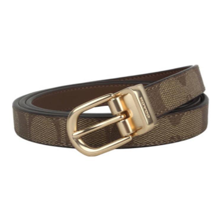 Coach Coach Calfskin Leather Belts Women's Brown Width 1.8cm