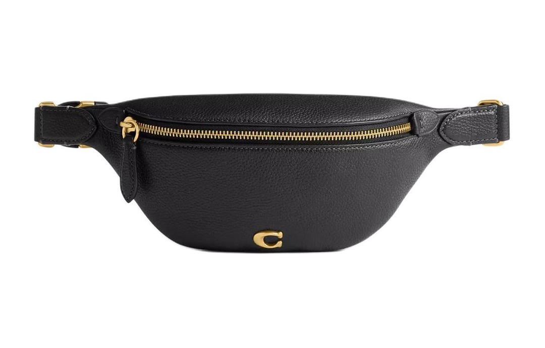 Coach Coach Leather Fanny Pack Large Size Women's Black