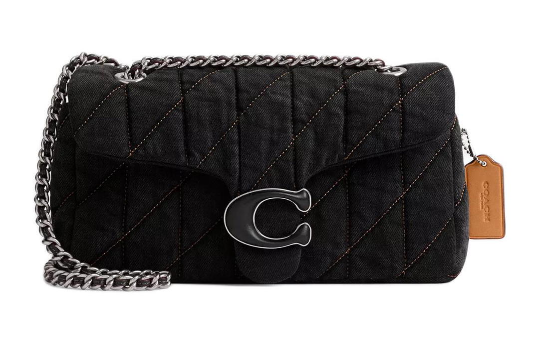 Coach Coach Tabby Denim Crossbody Bag Shoulder Bag Medium Size Women's Black