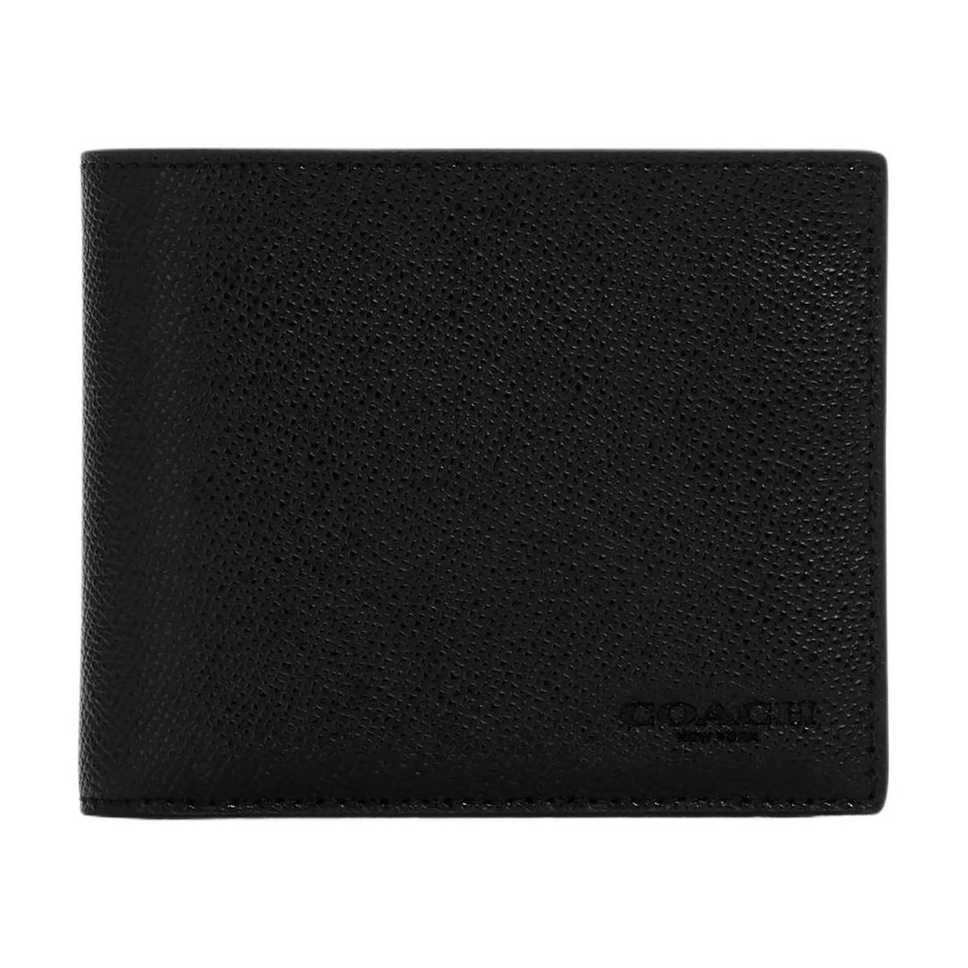 Coach Coach Cross-Stitch Leather Wallet Mini Men's Black