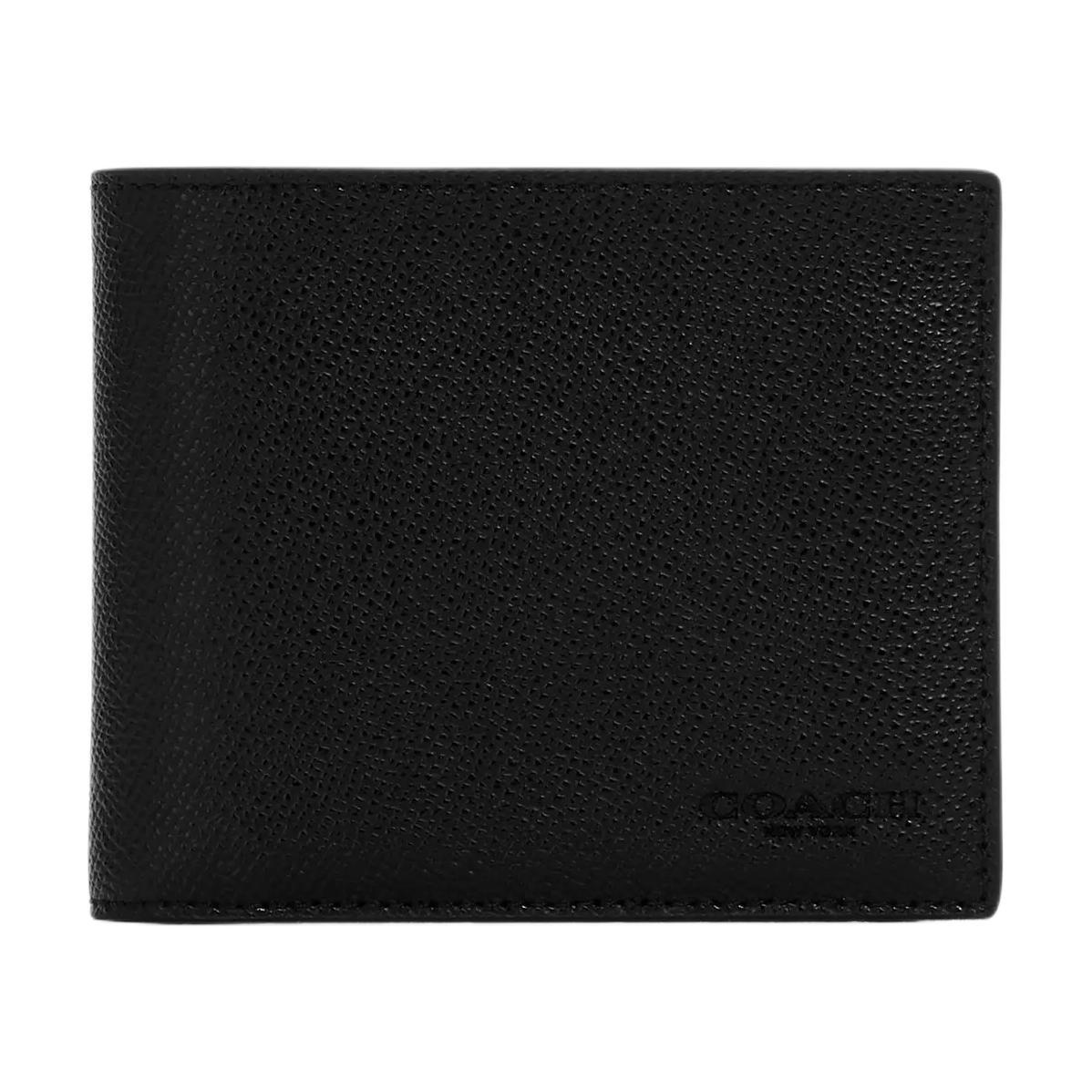 Coach Coach Cross-Stitch Leather Wallet Mini Men's Black