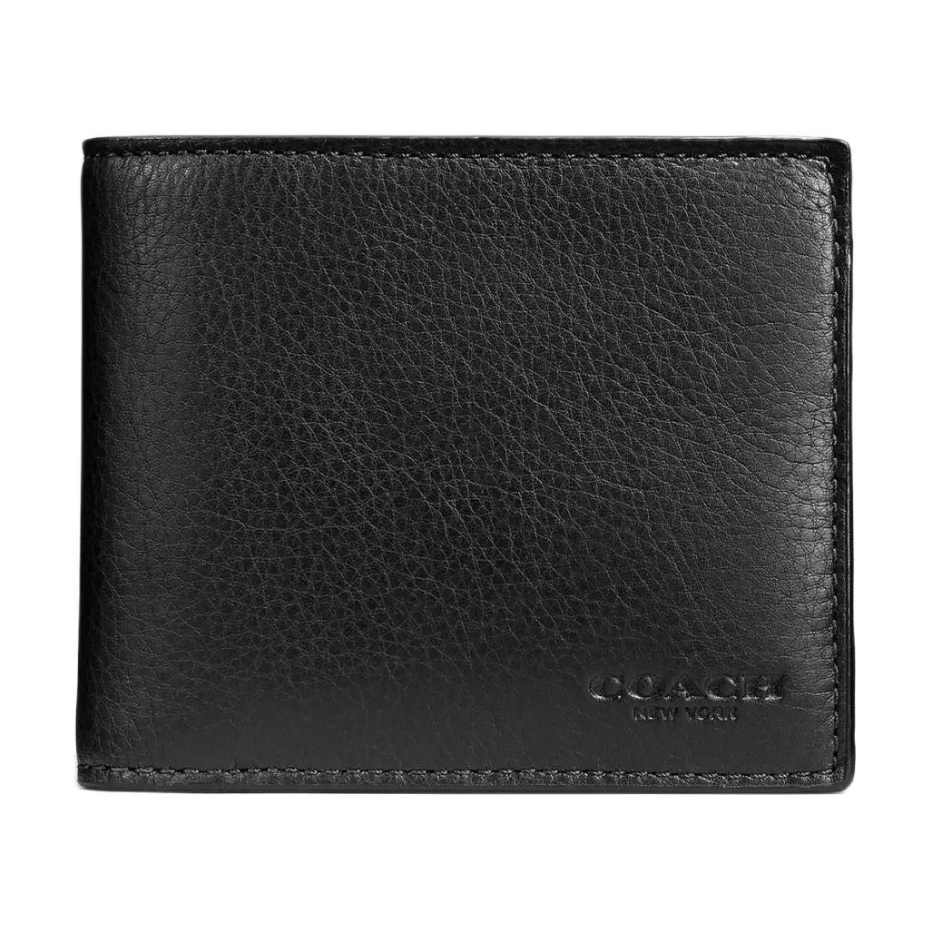 Coach Coach 3 IN 1 Wallet Smooth Calf Leather Wallet Mini Men's Black