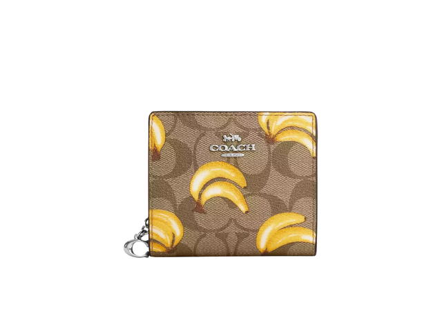 Coach Coach Snap Wallet In Signature Canvas With Banana Print With Silver Hardware - view 1