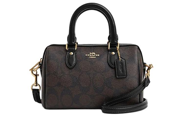 Coach Coach Rowan PVC Handbag Shoulder Bag Crossbody Bag Mini Women's Brown Monogram & Black