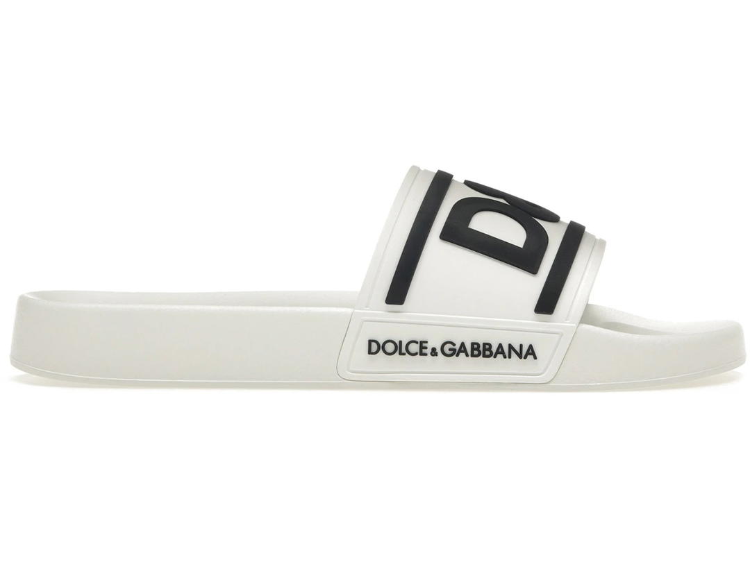 Dolce & Gabbana Dolce & Gabbana Beachwear Sliders DG Logo White Black