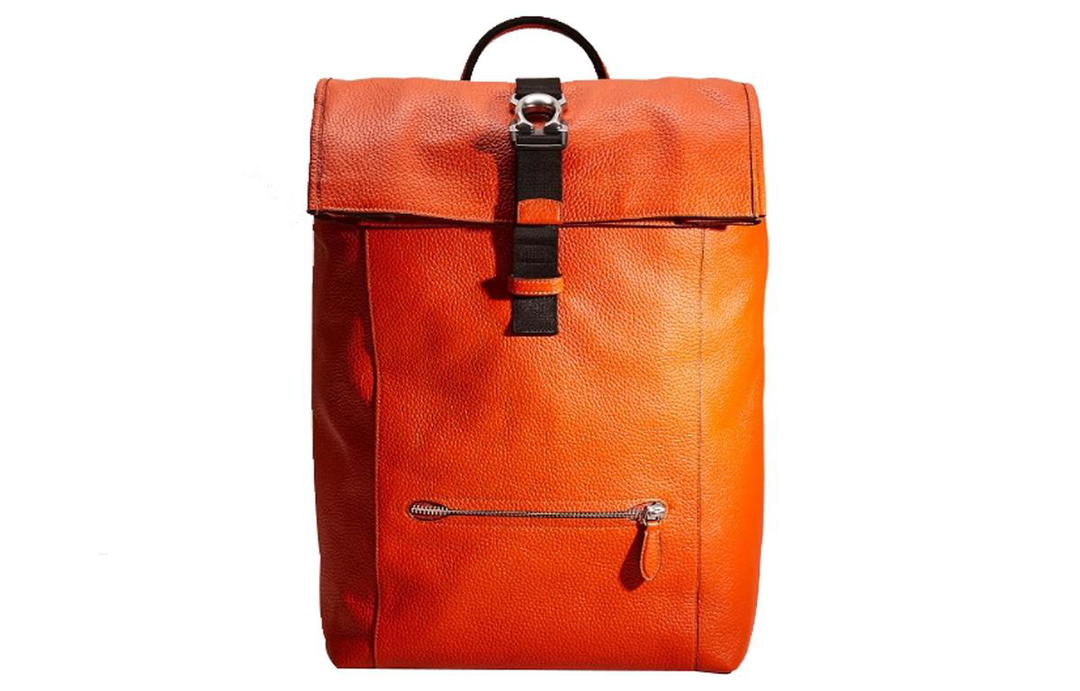 Coach Coach BECK Leather Backpack Large Size Unisex Orange
