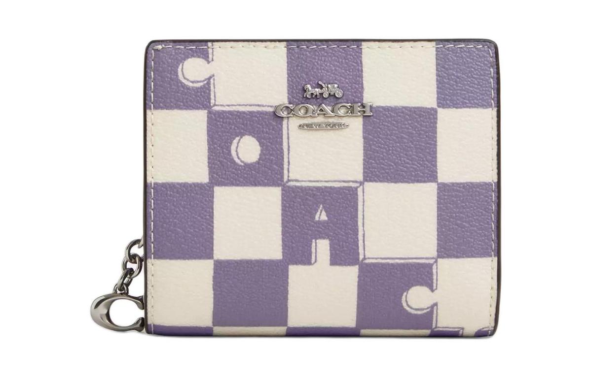 Coach Coach Snap Wallet Coated Canvas With Smooth Leather Wallet Mini Women's Light Purple