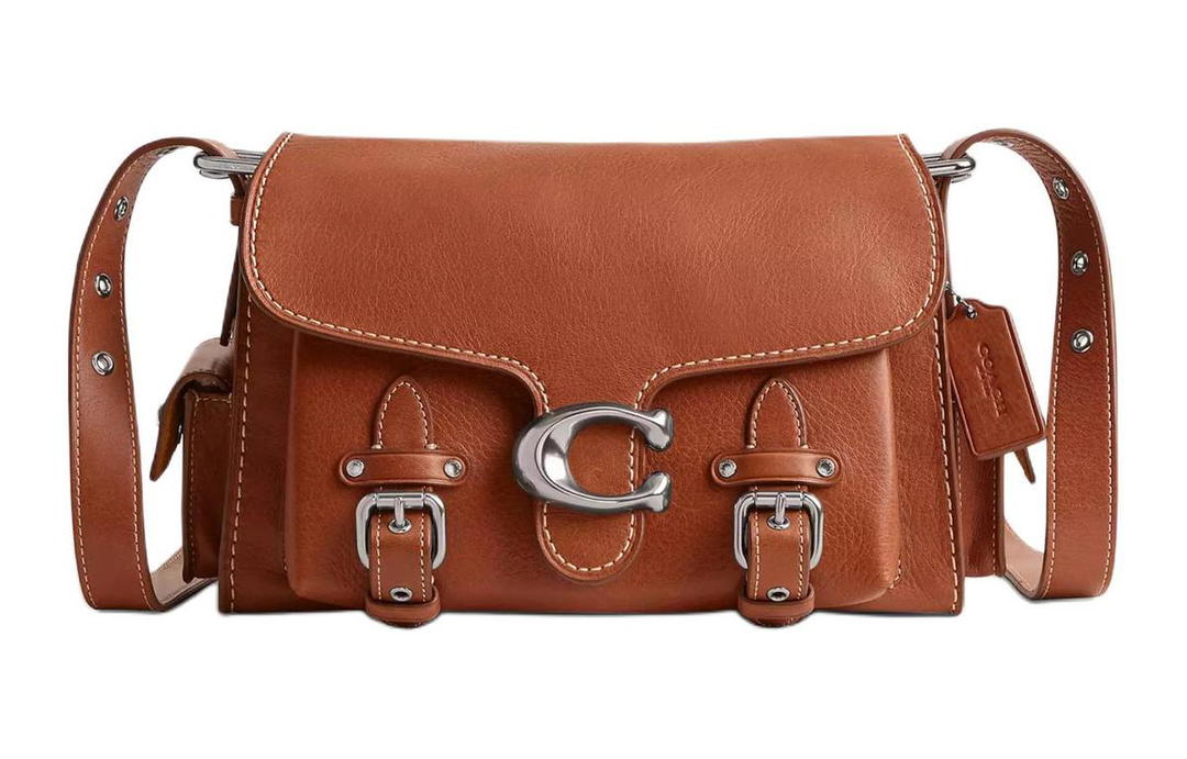 Coach Coach Soft Tabby Grained Leather Shoulder Bag Crossbody Bag Medium Size Women's Silver & Polished Amber