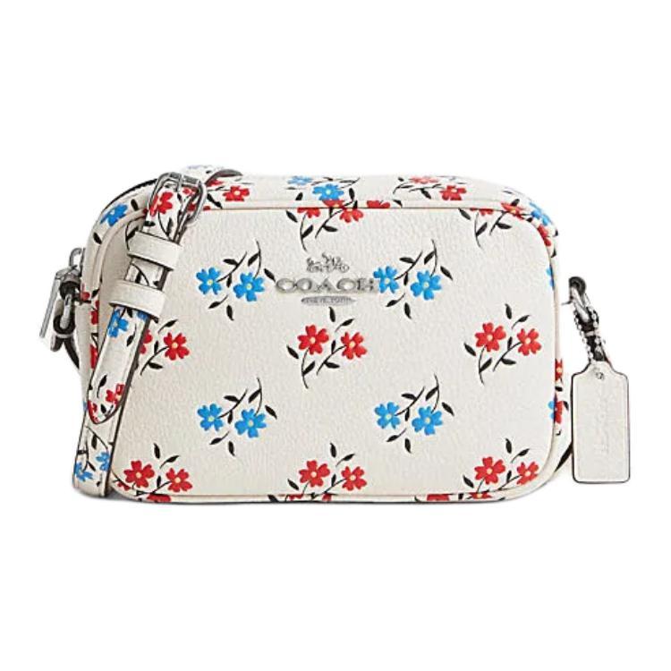 Coach Coach Jamie Canvas With Leather Camera Bag Shoulder Bag Crossbody Bag Small Size Women's White Lime Multicolor