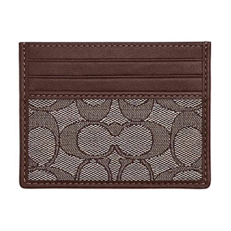 Coach Coach Cow Leather Fabric Card Holder Mini Men's Oak With Ash Color