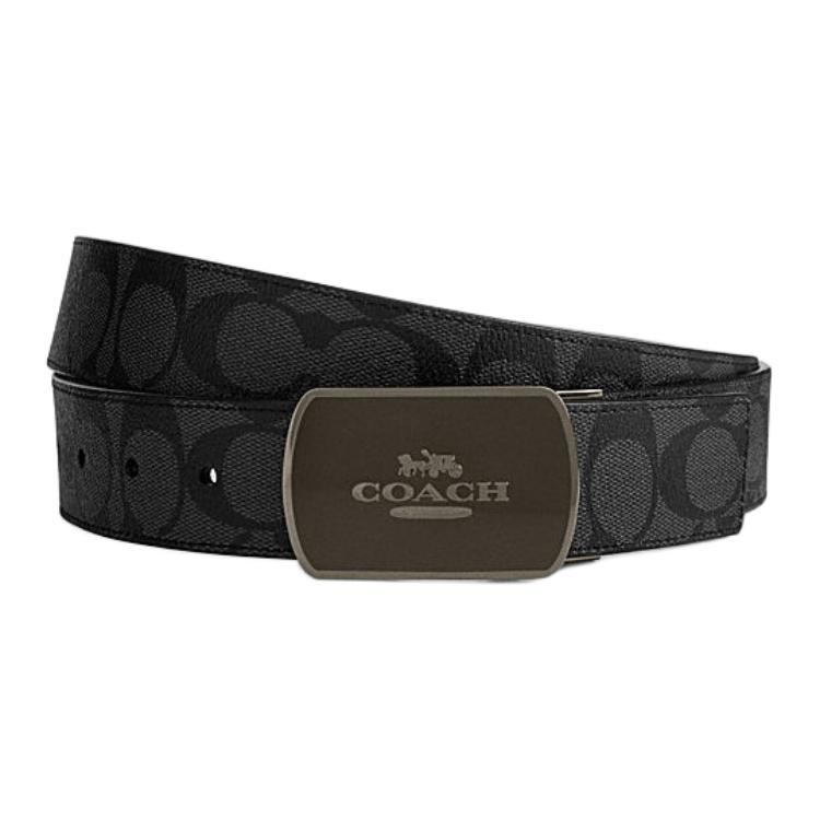 Coach Coach Artificial Leather Cow Leather Belts Unisex Gray Width 3.8CM