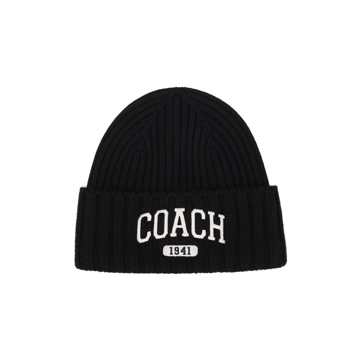 Coach Coach Sheep Wool Beanies Unisex Black