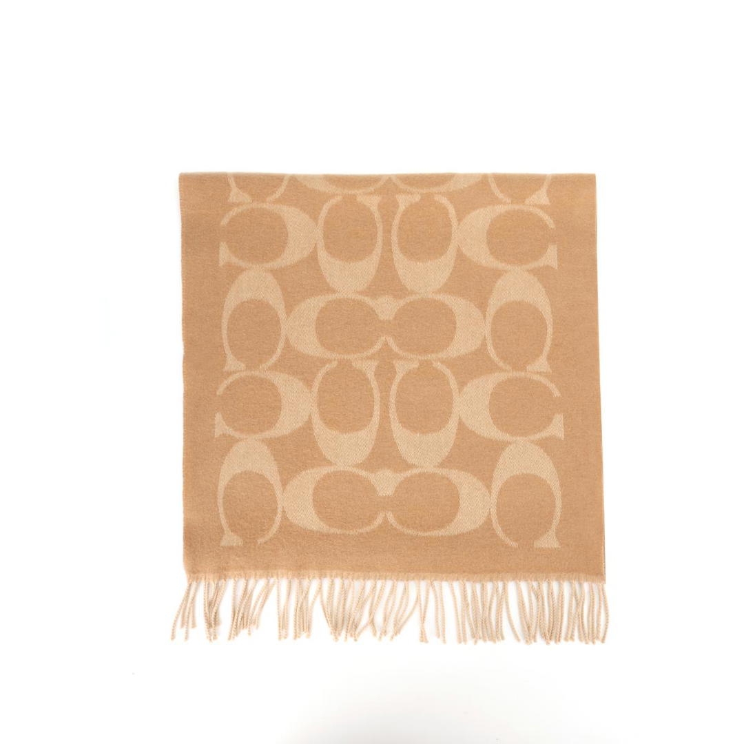 Coach Coach Cashmere Knit Scarves Unisex Camel