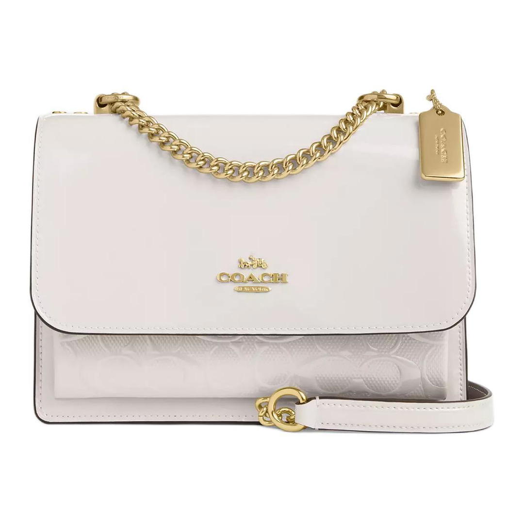 Coach Coach Klare Patent Leather Smooth Leather Crossbody Bag Shoulder Bag Small Size Women's Chalk