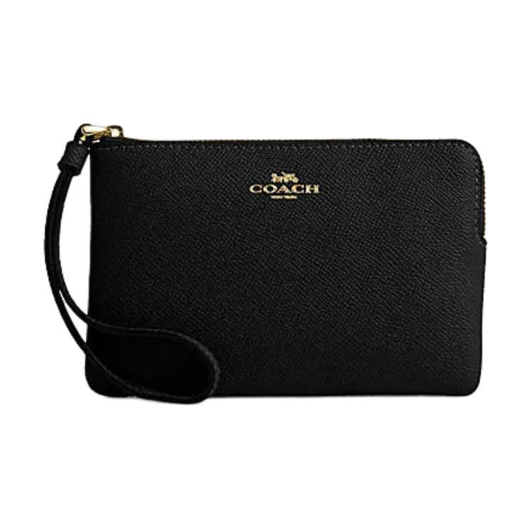 Coach Coach Corner Zip Artificial Leather Wrist Bag Small Size Women's Black