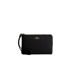 Buy Coach Corner Zip Recycled Leather Wrist Bag Small Size Women's Gold & Midnight at Sasom – Authentic and Ready to Ship