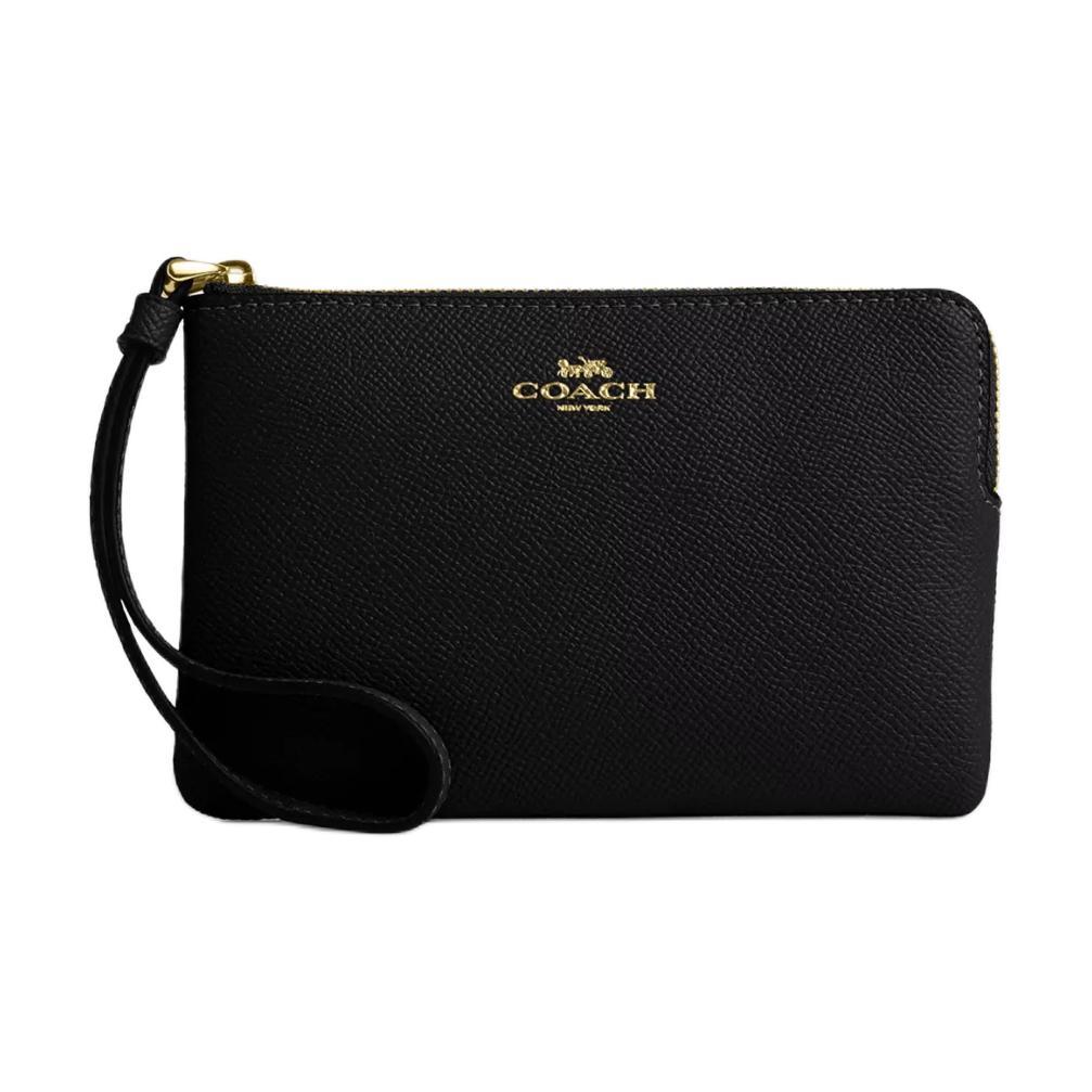 Coach Coach Corner Zip Recycled Leather Wrist Bag Small Size Women's Gold & Midnight