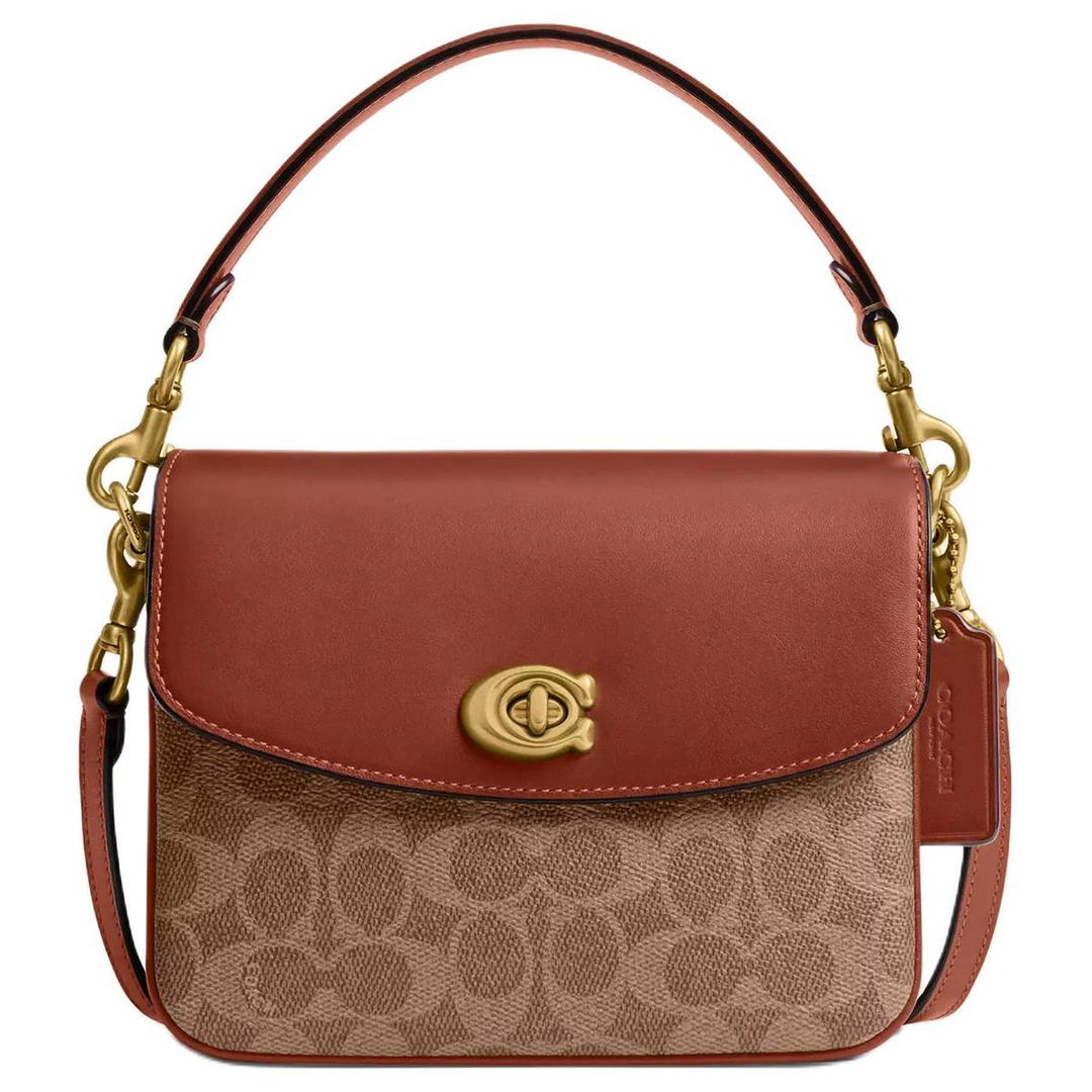 Coach Coach Cassie Coated Canvas Shoulder Bag Small Size Women's Light Brown
