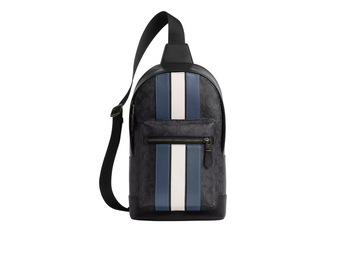 Coach Coach West Pack In Signature Canvas With Varsity Stripe