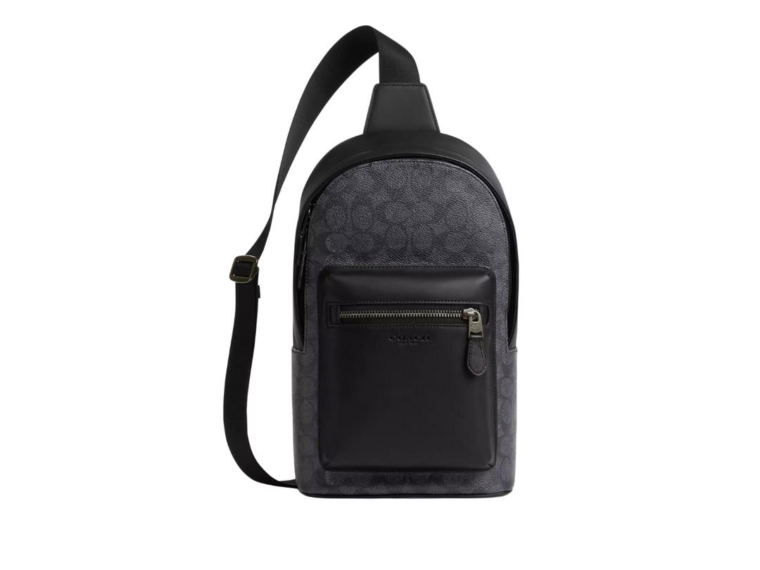 Coach Coach West Pack In Signature Canvas With Bronze Tone Hardware Black