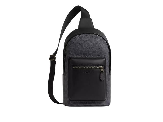 Coach Coach West Pack In Signature Canvas With Bronze Tone Hardware Black - view 1