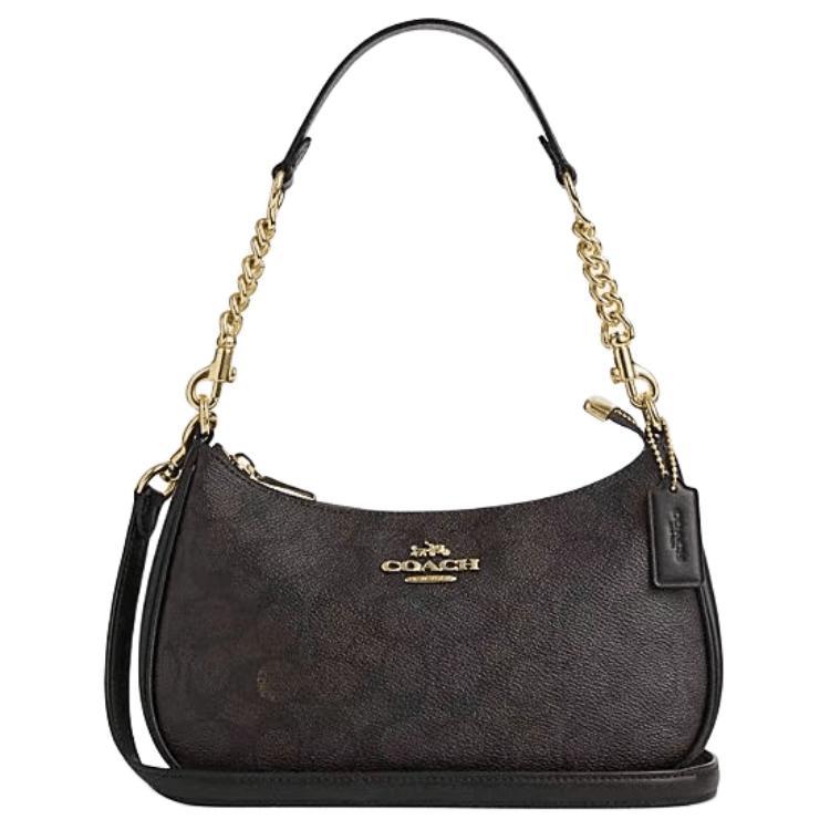 Coach Coach Teri Artificial Leather With Recycled Leather Shoulder Bag Crossbody Bag Handbag Medium Size Women's Dark Brown