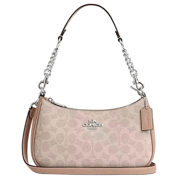 Coach Coach Teri Artificial Leather With Recycled Leather Shoulder Bag Crossbody Bag Handbag Medium Size Women's Pink