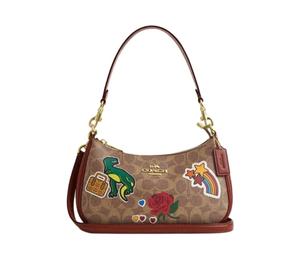 Buy Coach Teri Coated Canvas With Leather Handbag Shoulder Bag Medium Size Women's Tan Multicolor at Sasom – Authentic and Ready to Ship
