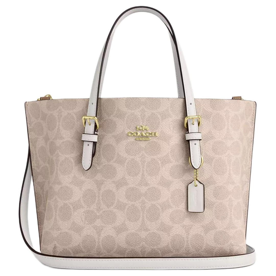Coach Coach Mollie Coated Canvas Tote Bag Shopping Bag Shoulder Bag Crossbody Bag Handbag Medium Size Women's Sand & Chalk