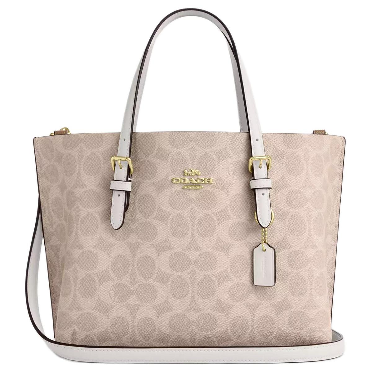Coach Coach Mollie Coated Canvas Tote Bag Shopping Bag Shoulder Bag Crossbody Bag Handbag Medium Size Women's Sand & Chalk