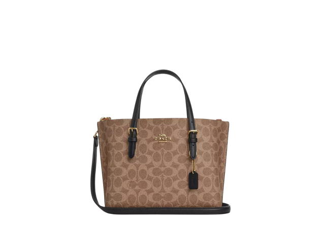 Coach Coach Mollie Tote Bag 25 In Signature Canvas Tan And Black - view 1