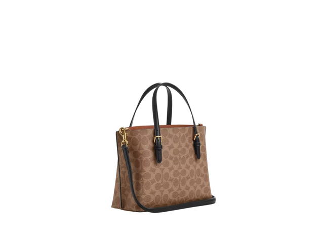 Coach Coach Mollie Tote Bag 25 In Signature Canvas Tan And Black - view 2