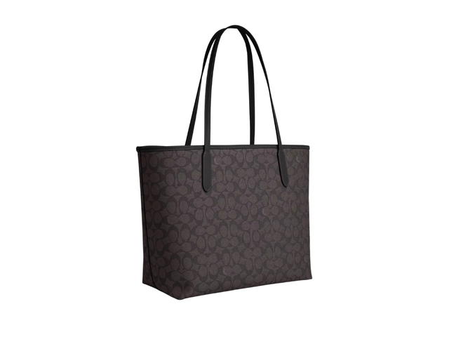 Coach Coach City Tote Bag In Signature Canvas With Gold Hardware Black - view 2