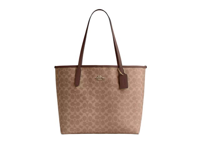 Coach Coach City Tote Bag In Signature Canvas With Gold Hardware Brown - view 1