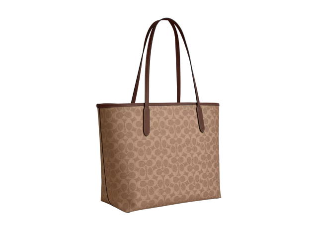Coach Coach City Tote Bag In Signature Canvas With Gold Hardware Brown - view 2