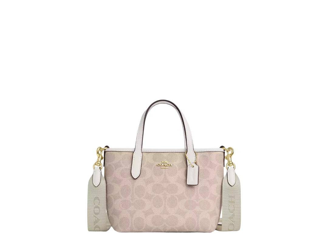Coach Coach City Mini Tote Bag In Signature Canvas Gold Hardware With Sand Chalk