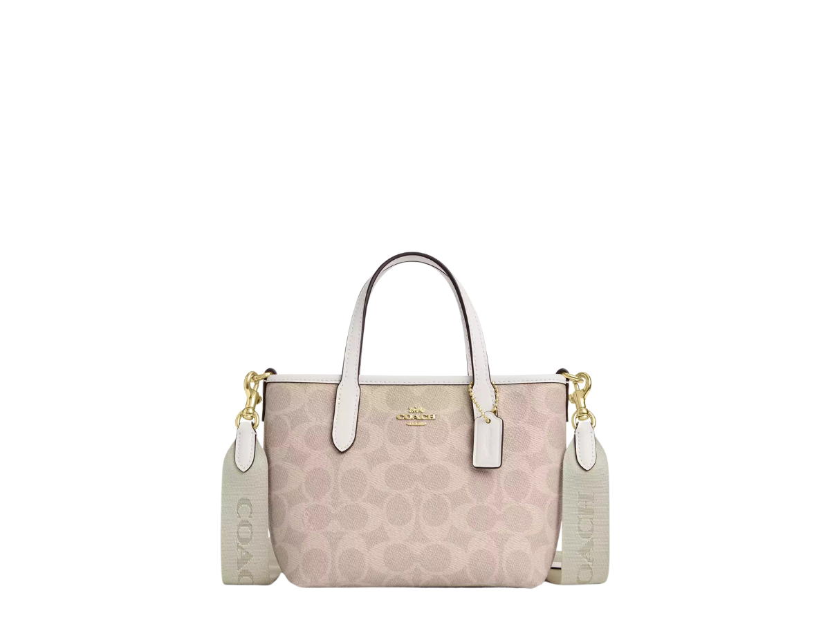 Coach Coach City Mini Tote Bag In Signature Canvas Gold Hardware With Sand Chalk