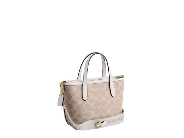 Coach Coach City Mini Tote Bag In Signature Canvas Gold Hardware With Sand Chalk - view 2