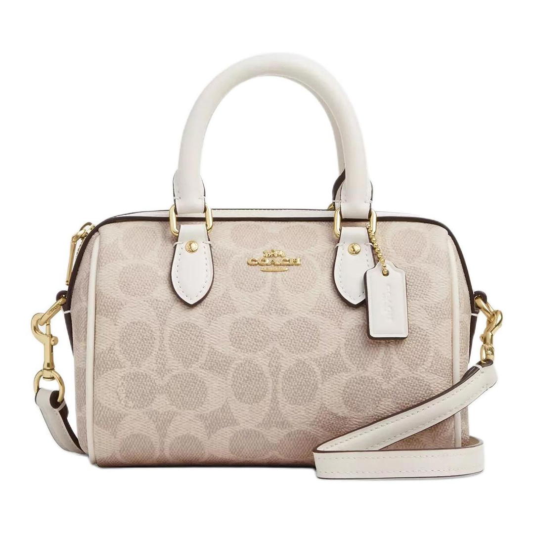 Coach Coach Rowan Coated Canvas Shoulder Bag, Crossbody Bag, Handbag Mini Women's Vanilla White