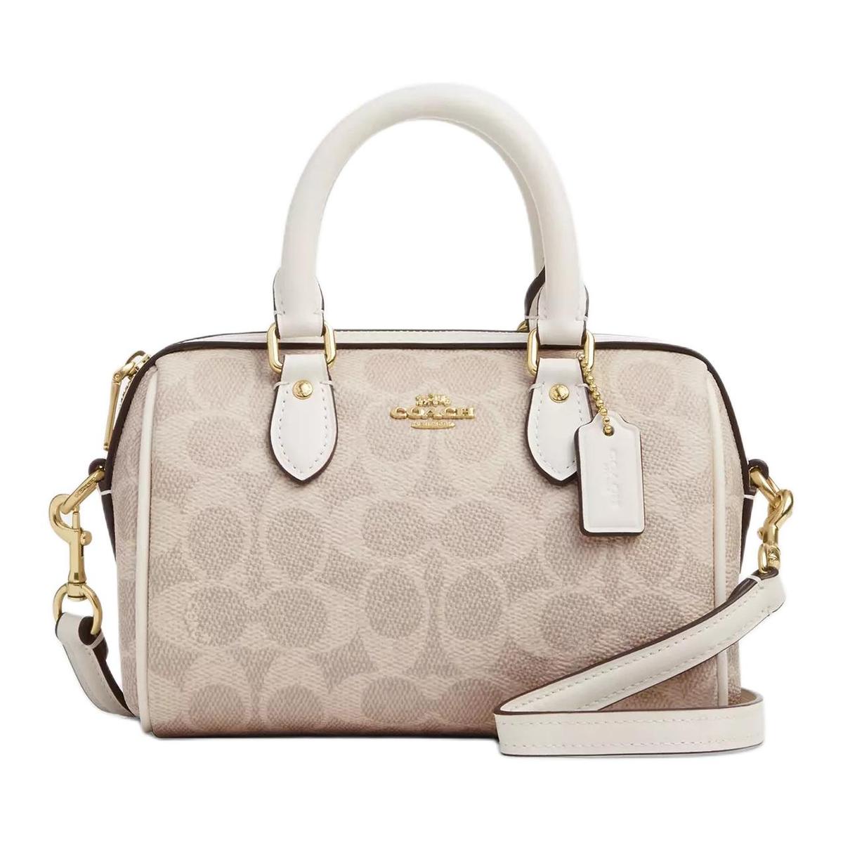 Coach Coach Rowan Coated Canvas Shoulder Bag, Crossbody Bag, Handbag Mini Women's Vanilla White