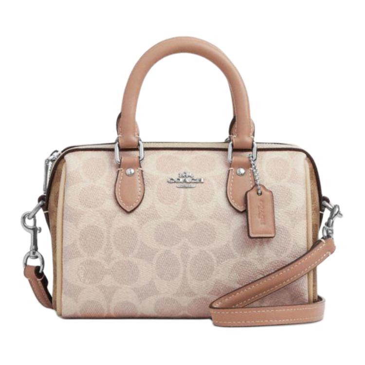 Coach Coach Rowan PVC Boston Bag Shoulder Bag Crossbody Bag Handbag Small Size Women's Milk Tea Beige
