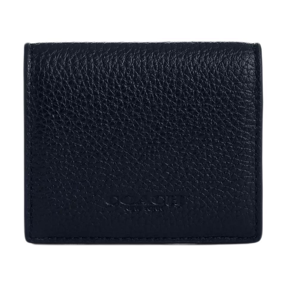 Coach Coach Billfold Wallet High-Quality Pebbled Leather Coin Purse Mini Men's Midnight Navy
