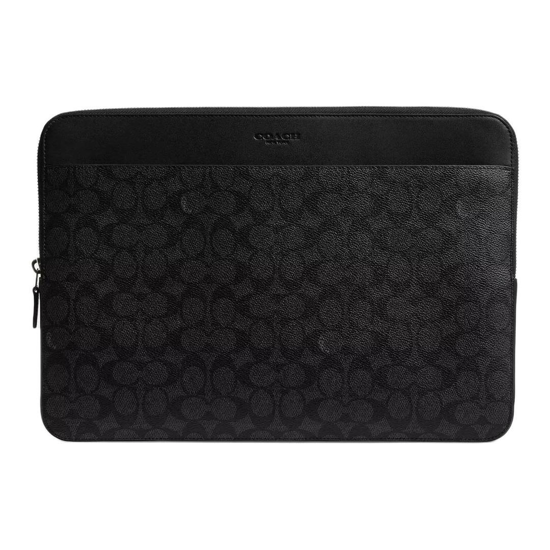Coach Coach Coated Canvas Laptop Bag Large Size Men's Black
