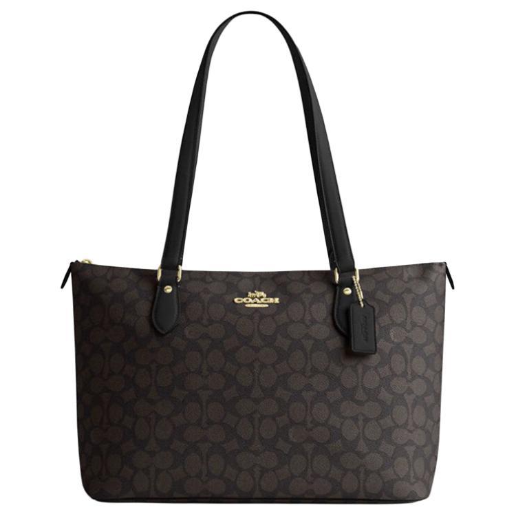 Coach Coach Gallery PVC With Skin One Shoulder Crossbody Bag Tote Bag Shopping Bag Handbag Large Size Women's Dark Brown