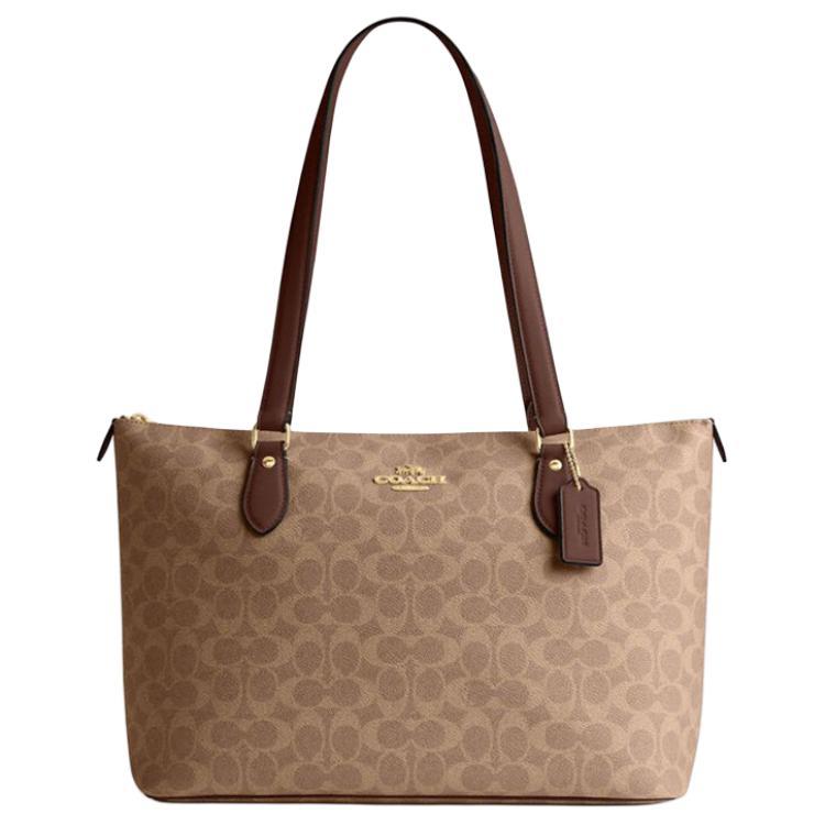 Coach Coach Gallery PVC With Skin Tote Bag Shopping Bag Shoulder Bag Handbag Large Size Women's Dark Khaki