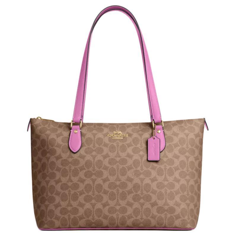 Coach Coach Gallery Coated Canvas Tote Bag, Shopping Bag, Shoulder Bag, Handbag Large Size Women's Brown
