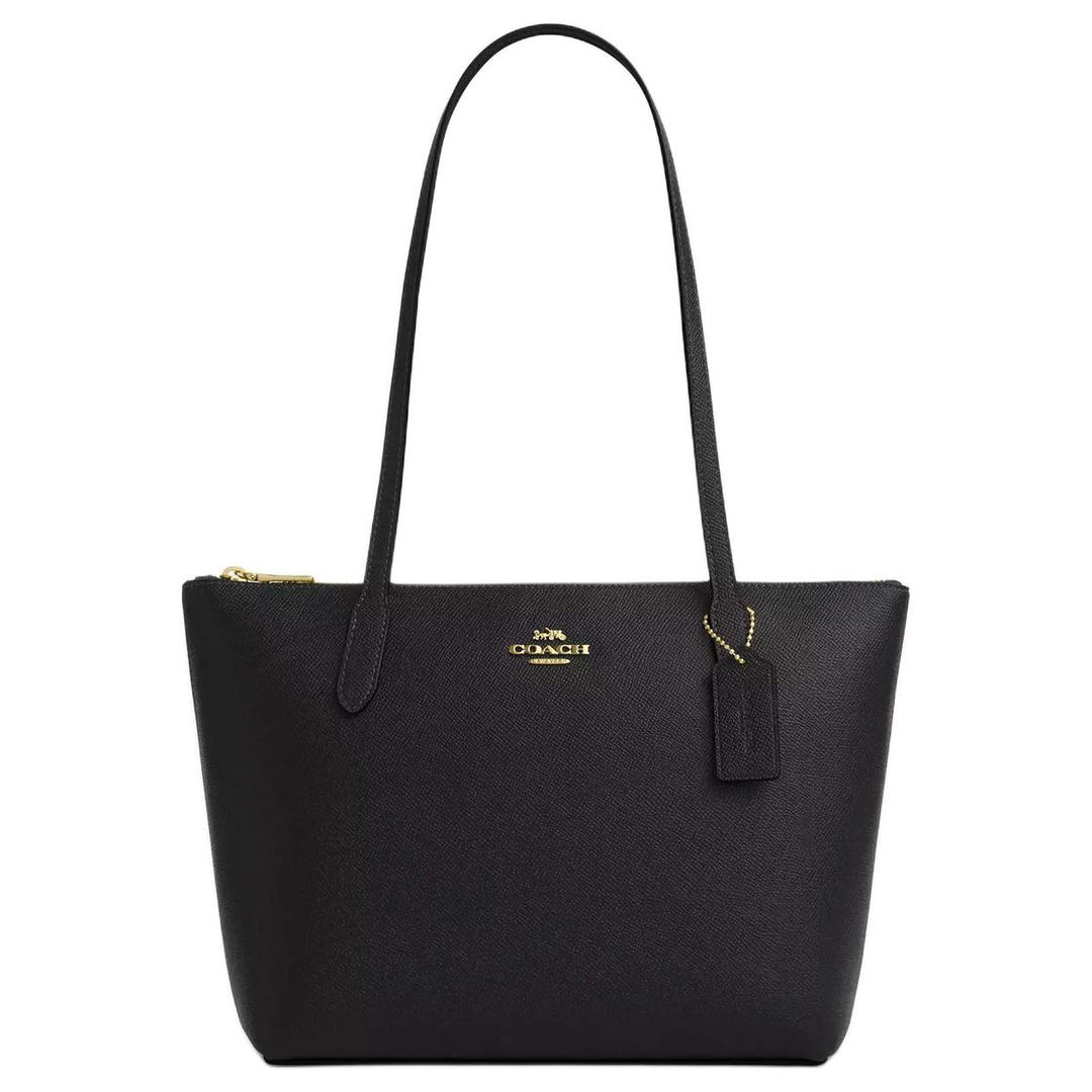 Coach Coach Recycled Leather Handbag Shoulder Bag Medium Size Women's Black